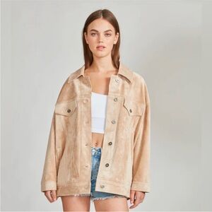NWT Anthropologie BB Dakota by Steve Madden Over You Suede Jacket in Beige